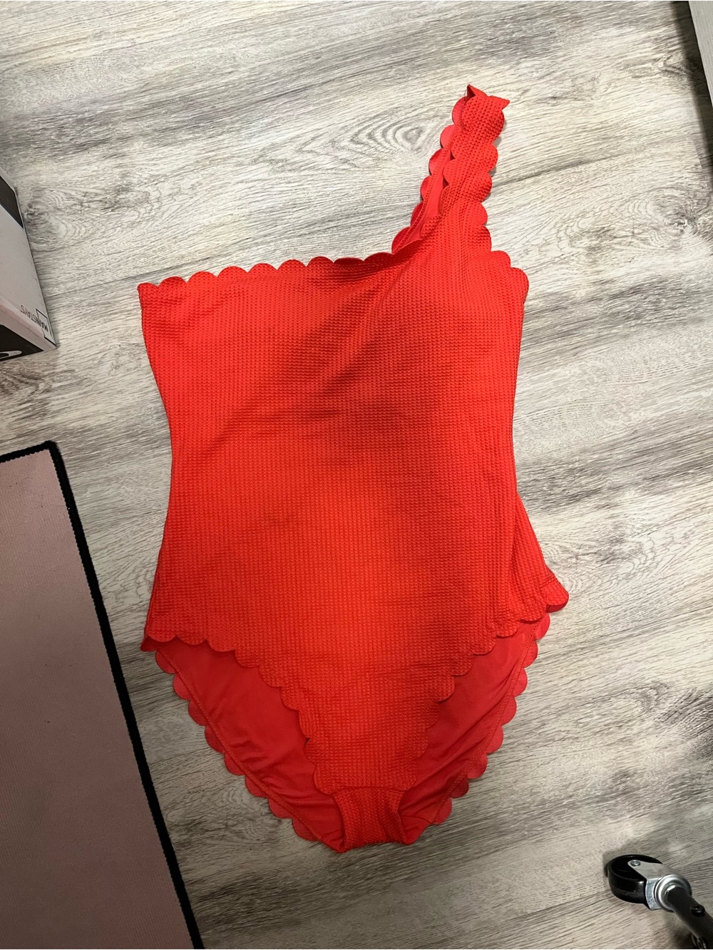 aerie Red One-Shoulder Scallop-Trim One-Piece